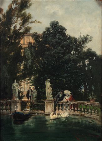 Ludovico Marchetti (Roma 1853-Parigi 1909)  - Versailles, scena galante