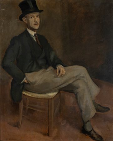 Leonardo Dudreville (Venezia 1885-Ghiffa 1976)  - Ritratto di gentiluomo