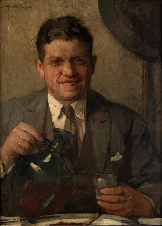 Mario Moretti Foggia (Mantova 1882-Pecetto di Macugnaga 1954)  - Il bicchiere di vino