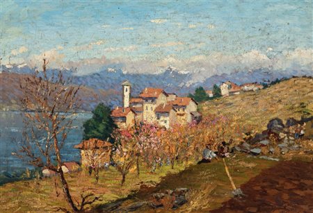 Luigi Bolongaro (Stresa 1874-Pozzuoli 1914)  - Scorcio del Lago Maggiore