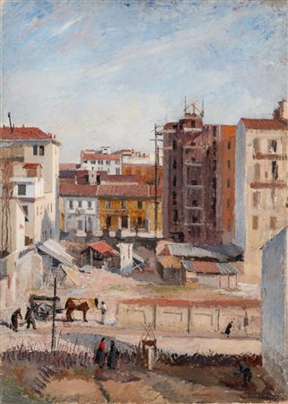 Vittore Ugo Bartolini (Firenze 1906-Milano 1975)  - Milano, Il cantiere