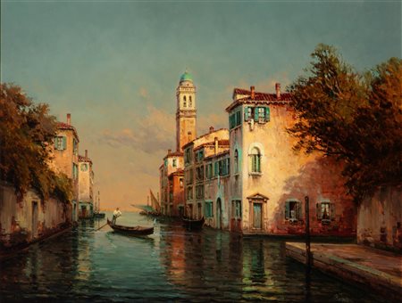 Antoine Bouvard (Parigi 1870-1955)  - Gondoliere a Venezia