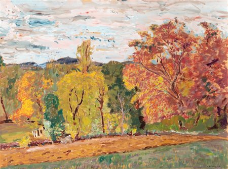 Mario Cavaglieri (Rovigo 1887-Pavie 1969)  - Alberi in autunno