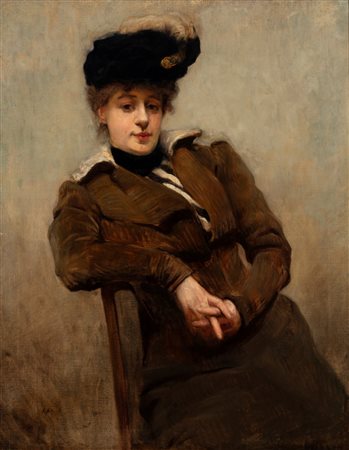 Giuseppe De Nittis (Barletta 1846-Saint-Germain-en-Laye 1888)  - Ritratto di signora