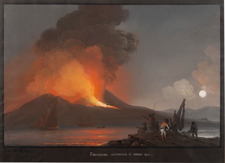 Camillo De Vito (attivo a Napoli 1794-1845)  - Vesuvio, l'eruzione del 1810