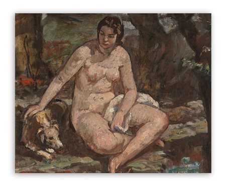 OTTAVIO STEFFENINI (1889-1971) - Nudo con cane