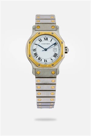 CARTIER<BR>Mod. "Santos Octagon" ref. 2966, anni '80