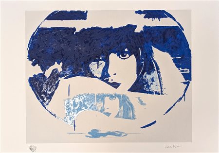 Giosetta Fioroni (Roma, 1932 - ) 
Doppio Liberty Blue 
Serigrafia polimaterica e carborundum a colori su carta HAHNEMUHLE 400gr cm 70x100