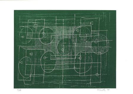 Luigi  Faccioli (1929  - 1991) 
Composizione in verde 1978
litografia cm 35x50