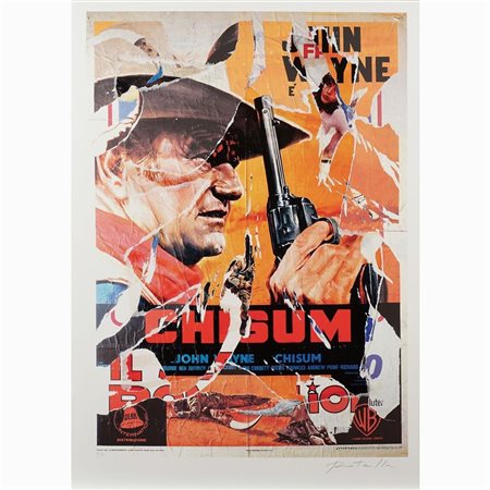 Mimmo Rotella (Catanzaro, 1918 - Milano, 2006) 
Chisum 
Multiplo decollage : strappi di manifesto (eseguiti a mano dall'artista)
applicato su supporto serigrafico su cartoncino cm 70x100