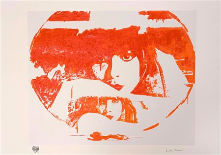 Giosetta Fioroni (Roma, 1932 - ) 
Doppio Liberty Orange 
Serigrafia polimaterica e carborundum a colori su carta HAHNEMUHLE 400gr cm 70x100