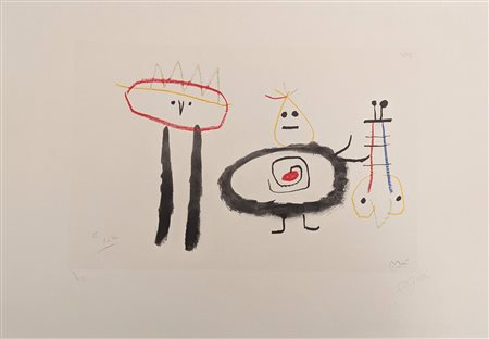 Joan Mirò (Barcellona, 1893 - Palma de Maiorca, 1983) 
Enfance d'Ubu 
litografia cm 52x35,5; con cornice cm 64,5x49