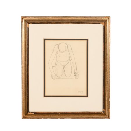 Ottone Rosai (Firenze, 28/04/1895 - Ivrea, 13/05/1957) 
Uomo nudo in ginocchio 
matita su carta cm 30,3x22,7