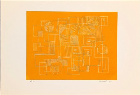 Luigi  Faccioli (1929  - 1991) 
Composizione in arancione 
litografia cm 35x49,5