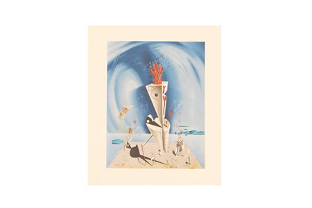 Salvador Dalì (dapres) (Figueres, 1904 - Figueres, 1989) 
Apparato surrealista 
Litografia su carta spessa cm 31x24