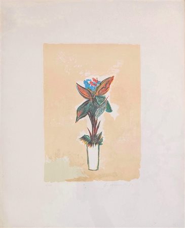 Giovanni Omiccioli (Roma , 1901 - Roma, 1975) 
Vaso di fiori 1974
litografia a colori cm 62x50