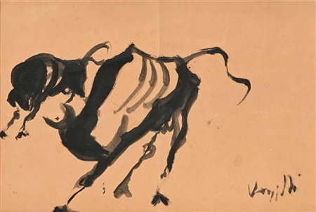 Antonio Vangelli Il Toro Inchiostro su carta cm 22x32 - in cornice cm 35x44...