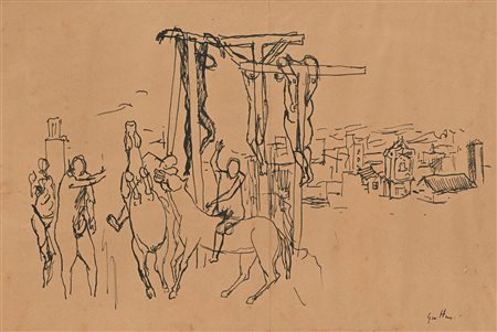 Renato Guttuso Crocifissione - Disegno preparatorio per l'opera Crocifissione...