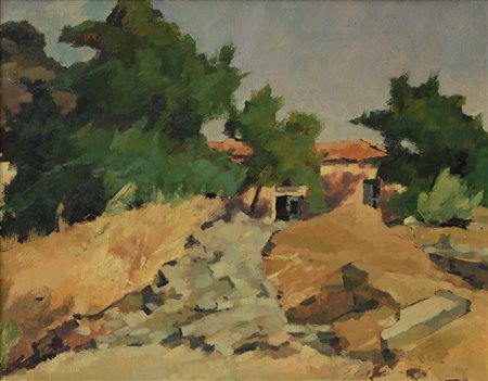 Galileo Cattabriga Casa Rosa 1965 Olio su tela cm 40x50 - in cornice cm 43x53...