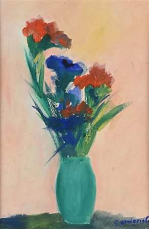 Giovanni Omiccioli Vaso di Fiori 1956 Acquarello su cartone cm 39,5x30 - in...