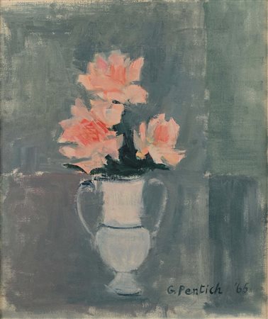 Graziana Pentich Vaso di Rose 1965 Olio su tela cm 60x50 - in cornice cm...