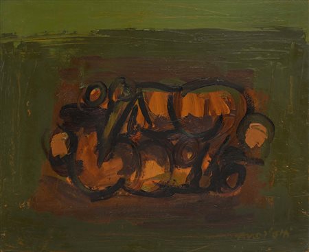 Ennio Morlotti Nudi 1972 Olio su tela cm 50x60 - in cornice cm 61x71 Al verso...