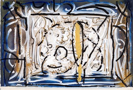 Jean-Paul Riopelle Composizione 1989 Olio, carboncino e smalto su carta cm...