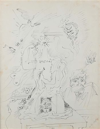 André Masson Composizione con figure Inchiostro su carta cm 65x50 - in...