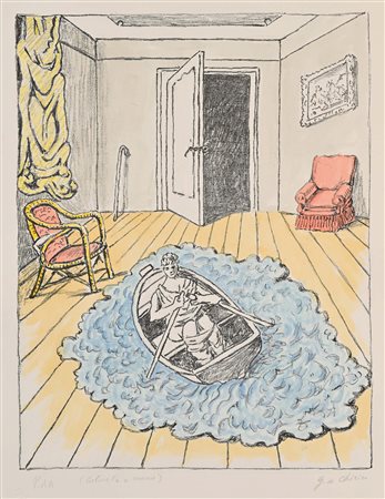 Giorgio De Chirico Il ritorno di Ulisse 1973 Litografia e acquarello su carta...