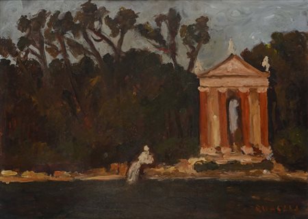 Carlo Quaglia Villa Borghese Olio su faesite cm 50x70 - in cornice cm 80x100...