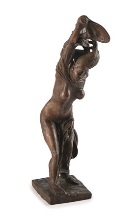 Pericle Fazzini Nudo femminile con velo Scultura in bronzo cm h 38,5x10x10...