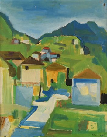 Guido Chiti Paesaggio 1955 Olio su tela cm 50x40 - in cornice cm 57,5x47,5...