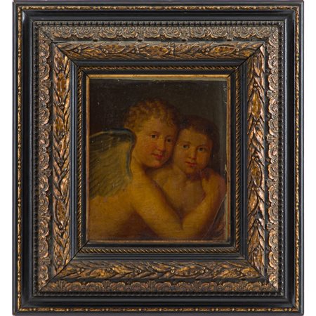 SCUOLA SICILIANA DEL XIX SECOLO, Putti, Olio su cartone