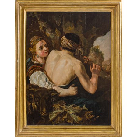 ABRAHAM JANSSENS (Attr.le), Orfeo ed Euridice, Olio su tavola