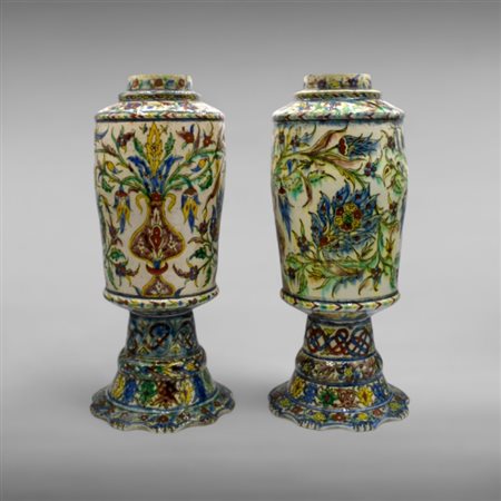 Pair of Kutahya stem vases