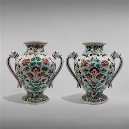 Pair of European pottery vases in the Iznik style