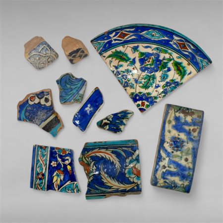 Group of 15 pottery tile fragments