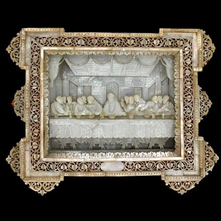 Mother-of-pearl diorama of the Last Supper