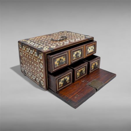 An Indo-Portuguese wood and bone casket