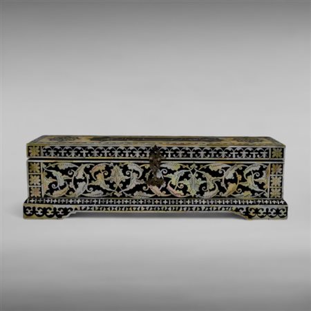 A wood and mother-of-pearl inlaid scribe box