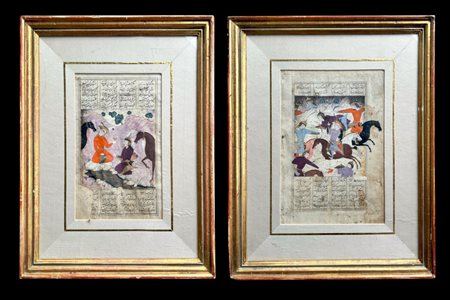 Two illustrated folios by a Shahnameh