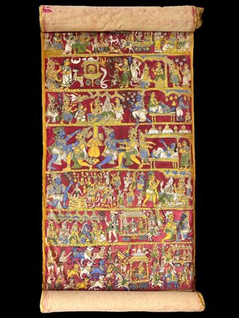 Large painting on cloth depicting the Mahabharata