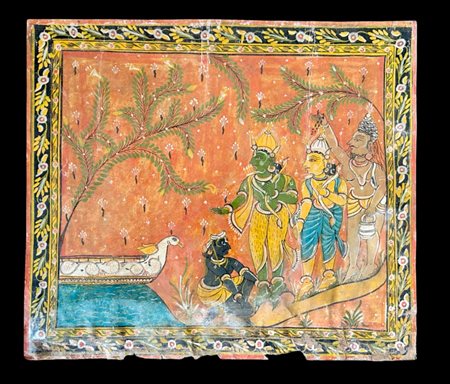 Painting on cloth depicting a Hindu subject