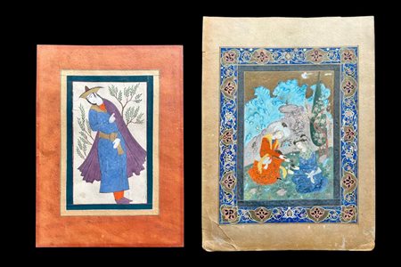 Two Persian miniature paintings