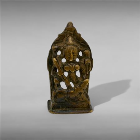 Small devotional bronze depicting Durga