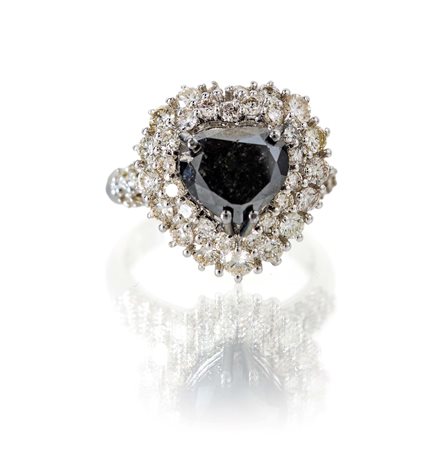 Anello classico in oro, brillanti e brillante nero Oro bianco 750/000....