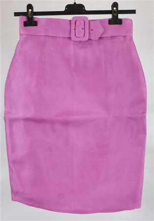 Prada SILK SKIRT DESCRIPTION: Pink silk pencil skirt with waistband. Rear...