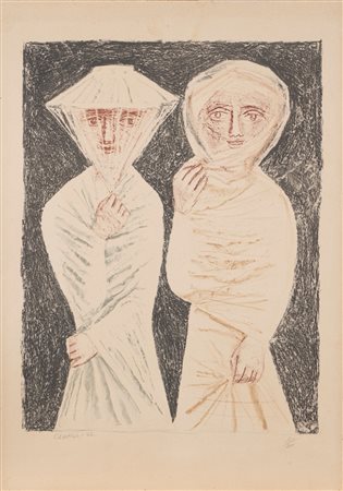 Massimo Campigli (Berlino 1895-Saint-Tropez 1971)  - La passeggiata (La Promenade), 1952