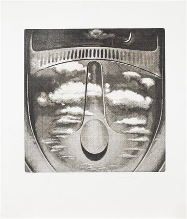 Piero Guccione (Scicli 1935-Modica 2018)  - Riflessi sulla Volkswagen (Sul far della Luna), 1973