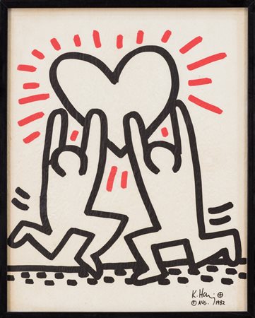 Keith Haring (Reading 1958-New York 1990)  - Bayer Suite completa e lucchetto prodotto per Sali-Adalat, 1982